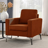 ZUN Sofa Chair,with Square Arms and Tight Back ,Corduroy Orange W487119631