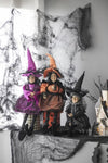 ZUN Set of 3 19"H Halloween Witch Decor, Purple/Orange/Black W2078P235723