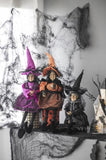 ZUN Set of 3 19"H Halloween Witch Decor, Purple/Orange/Black W2078P235723