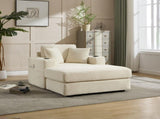 Corduroy Upholstered Chaise Lounge Sofa,Magazine bag,Detachable Cushions Deep Seat for Living W2120P322752