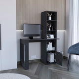Writing Desk With Bookcase and Cabinet, Black B097120596