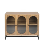 ZUN Storage Cabinet with Glass Door, Sideboard Buffet Cabinet for Kitchen,Dining Room, Walnutcolor W68863895