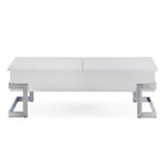 ZUN White High Gloss and Chrome Coffee Table with Lift Top B062P181355