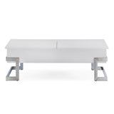 ZUN White High Gloss and Chrome Coffee Table with Lift Top B062P181355