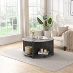 ZUN 4 Piece of Industrial Round Coffee Table,Sturdy and Easy Assembly, 2-Tier with Storage for Living W2317P233329