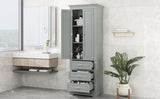 ZUN Tall Storage Cabinet with Three Drawers for Bathroom/Office, Grey WF299282AAE