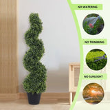 ZUN Decorative Bonsai Boxwood Spiral Topiary Artificial Tree Silk Plant For Indoor Outdoor 2pcs/set W2945P220454