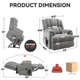 ZUN Dual Motor Heat Massage Infinite Position Up to 350 LBS Electric Power Lift Recliners with W1803P251224