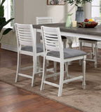 Majestic Rustic Counter Height 2pc Dining Chairs Set Antique White Solid wood Gray Fabric Cushions B011110878