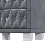 Elegant Velvet Nightstand with 2 Drawers and Crystal Handle, Storage Bedside Table with N733P210398E