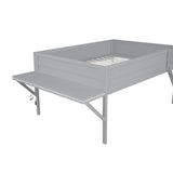 Wood Full Size Gaming Loft Bed with Desk and LED, Grey 86125972