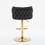 A&A Furniture,Swivel Barstools Adjusatble Seat Height With Gold-plating Base, Classic Velvet W1143P204044