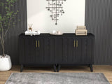 Mid Century Modern Fluted Sideboard with Adjustable Shelves & Solid Wood Legs, Buffet W1801P272511