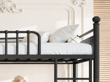 Queen over Queen Metal Bunk Bed with Unique Curved Guardrail Design, Round Tube bunk bed Frame, No 56659198