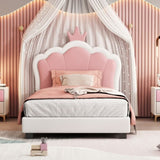 Twin size Upholstered Princess Bed With Crown Headboard,Twin Size Platform Bed with Headboard and N733P180807K