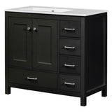 ZUN 36" Black Bathroom Vanity with Ceramic Sink Combo, Abundant Storage Cabinet -2 Soft close doors and N729P183735B