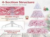 8ft Flocked Christmas Tree - 1774 Branch Tips, Fireproof PVC, 4-Section Assembly, 22" 90241324