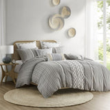 King/Cal King Cotton Printed Duvet Cover Set with Chenille B03596476