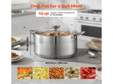 12-Quart Stainless Steel Stock Pot with Glass Lid, Compatible with Gas, Induction, and Electric 45563505