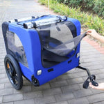 ZUN Blue High Quality 16 inch air wheel Pet Bike Trailer for Dogs Foldable Bicycle Pet Trailer 69956740