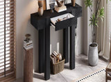 TREXM Rustic Minimalist Console Table with Hidden Drawer, Side Power Outlet,Wood Entryway Table for N715P361518B