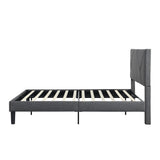 ZUN Queen Size Upholstered Platform Bed Frame ,Wood Slat Support, Easy Assembly,Grey W311110545