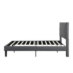 ZUN Queen Size Upholstered Platform Bed Frame with Headboard, Strong Wood Slat Support, Mattress W2297141354