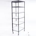 ZUN 6-Layer Plastic Coated Polygonal Corner Shelf with 2" PP Wheels 680*680*1800 Black 87893174