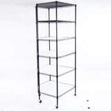 ZUN 6-Layer Plastic Coated Polygonal Corner Shelf with 2" PP Wheels 680*680*1800 Black 87893174