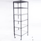 6-Layer Plastic Coated Polygonal Corner Shelf with 2" PP Wheels 680*680*1800 Black 87893174