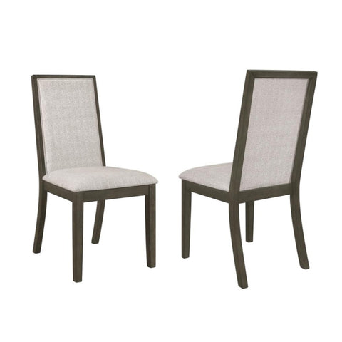 ZUN Set of 2 Beige Fabric Upholstered Dining Chairs, Dark Grey B016P227297