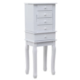 Standing Jewelry Armoire with Mirror, 5 Drawers & 14 Necklace Hooks, Jewelry Cabinet Chest with 96096796