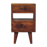 ZUN Artisan Furniture Solid Wood Mini Classic Multi Chestnut nightstand B182P280792