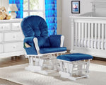 ZUN Mason Glider and Ottoman White Wood and Navy Fabric B022P174718