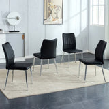 Four black dining chairs. Modern chairs from the Middle Ages. Made of PU material cushion and silver W1512P355785