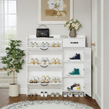 White color shoe cabinet with 4 doors 1 drawers,large space for storage W1320P147738