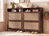 Boho Style Shoe Cabinet Cabinet with 4 Flip Drawers & Open Shelves, Freestanding Shoe Organizer for 53351732