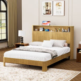 Queen Size bed frame with storage headboard, built-in charging station, wavy curved lines design, 02680710
