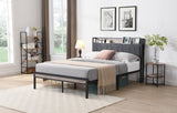 Full Size Metal Platform Bed Frame with upholstery storage function Headboard and USB LINER and W311133412
