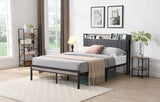 ZUN Queen Size Metal Platform Bed Frame with upholstery storage function Headboard and USB LINER and W311133408