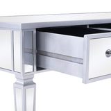 ZUN Mirrored Coffee Table with LED Lights and 3 Drawers, Rectangle Modern Cocktail Table for Living Room 01211866