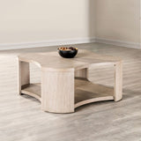 1pc Coffee Table Modern Style With Open storage Attached Casters Rubberwood Structure Oak Finish B2741P360629