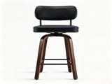 1pcs Bar Stool, Solid Iron Tube Backrest, PU Upholstery, Curved Wood Legs, Swivel Bar Chair, Black 29325843