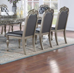 ZUN Majestic Formal Set of 2 Side Chairs Grey / Silver Finish Rubberwood Dining Room Furniture Intricate B011138658