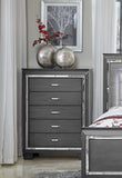 ZUN Modern Bedroom Gray Finish 1pc Chest of 5x Dovetail Drawers Beveled Mirror Trim Wooden Furniture B011P178527