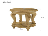 22'' Two Tone Round End Table,Solid Wood Sofa Side Table with Shelf,Living Room Corner Table Easy 47175577