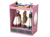 Kids Costume Organizer Costume RackKids ArmoireOpen Hanging Armoire Closet with Mirror-PINK 33487777