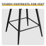 2 Pcs Brown PU Swivel Bar Stools with Removable Backrest, Bentwood Back Panel & Metal Legs 26283051