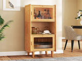 Natural Bamboo 3-Cube Storage Cabinet, Acrylic See-Through Doors & Open Compartment 74346407