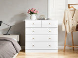 25.98"*15.75"*35.83" 4-Tier 5-Drawer Cabinet Drawer Dresser with Gold Handles White 41654231
